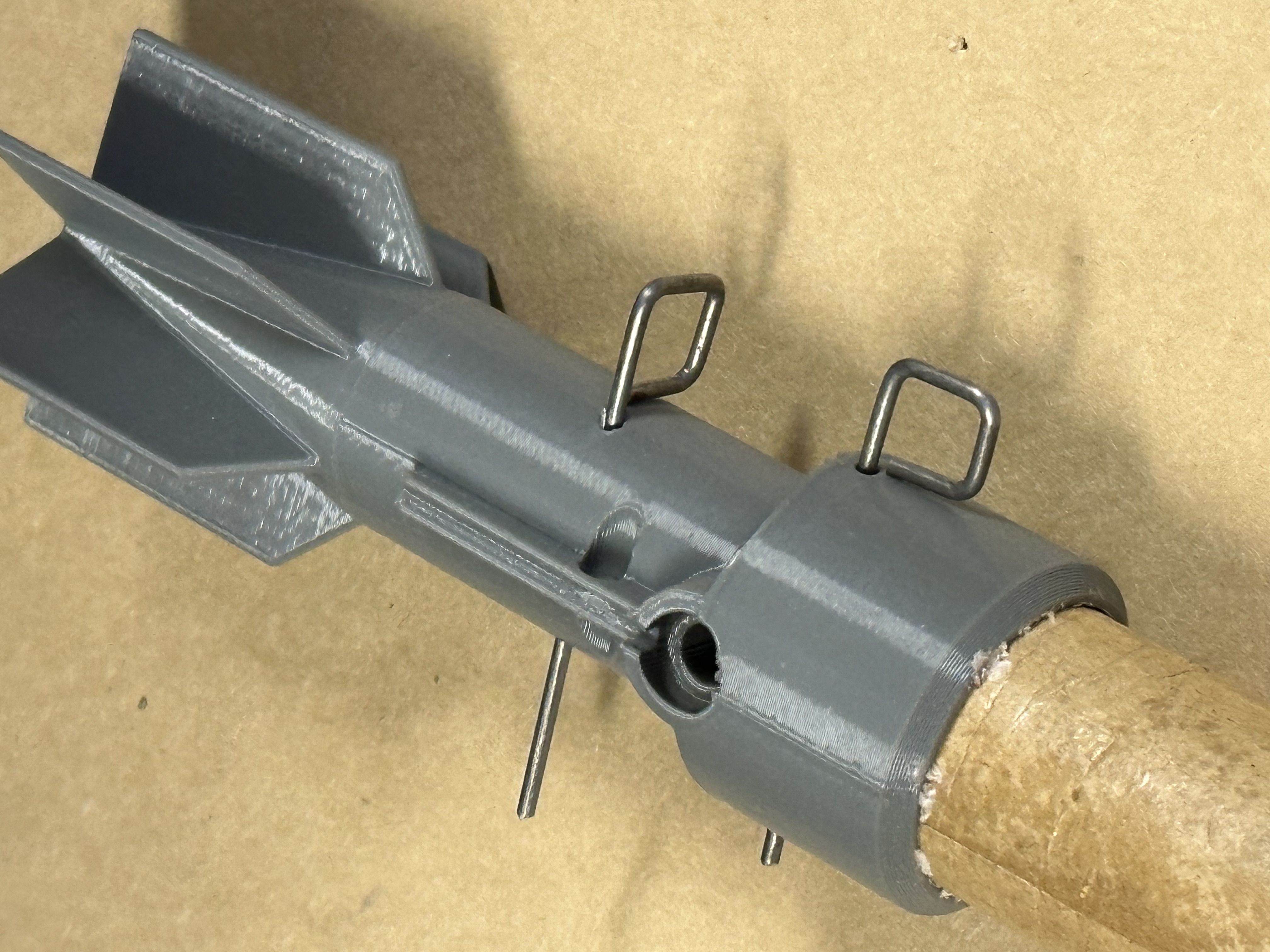 3D printed tail section with safety pins